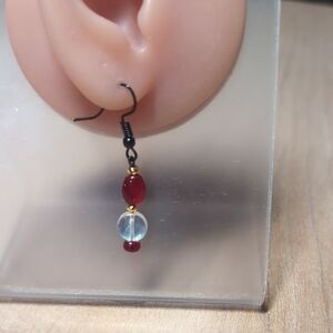 Elegant Red and Gold Dangle Earrings